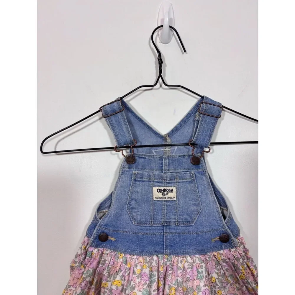 OshKosh B’gosh denim floral overall dress girls baby 12 months